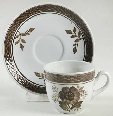 Tranquebar Brown Flat Demitasse Cup & Saucer Set