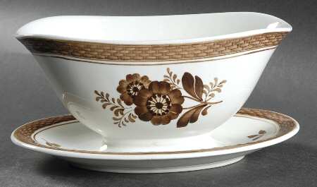 Tranquebar Brown Gravy Boat with Attached Underplate