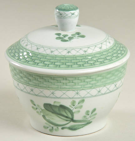 Tranquebar Green Sugar Bowl & Lid