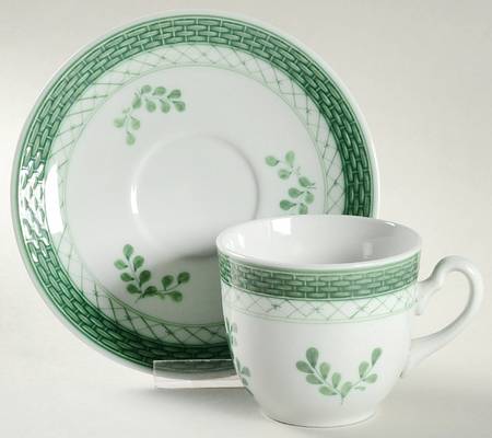Tranquebar Green Flat Cup & Saucer Set