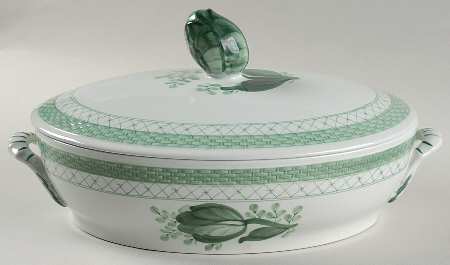 Tranquebar Green Oval Covered Vegetable
