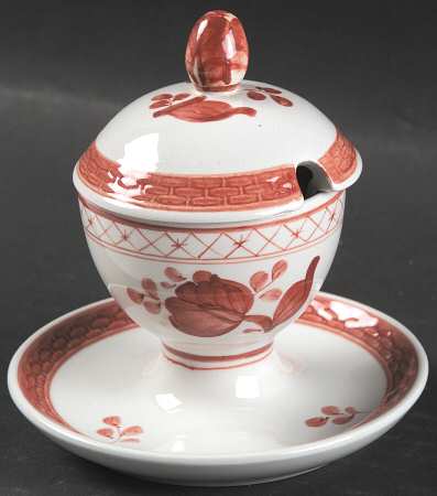 Tranquebar Red Mustard with Lid & Attached Underplate