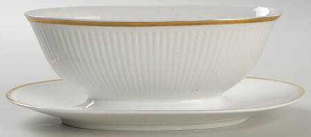 Tunna (Ribbed) Gravy Boat with Attached Underplate by Royal Copenhagen
