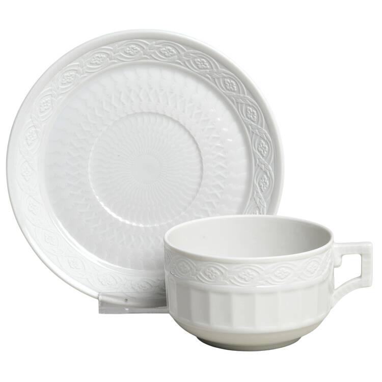 White Fan Flat Cup & Saucer Set