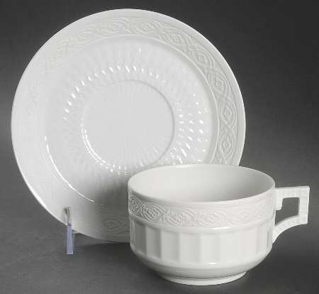 White Fan Large Flat Cup & Saucer Set