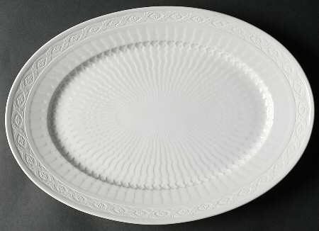 White Fan 15" Oval Serving Platter