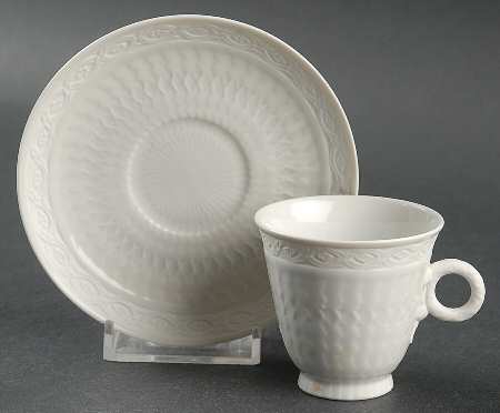 White Fan Flat Demitasse Cup & Saucer Set