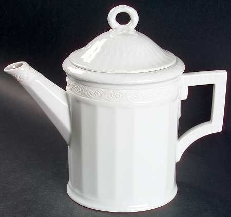 White Fan Coffee Pot & Lid