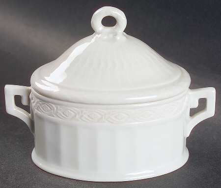 White Fan Sugar Bowl & Lid