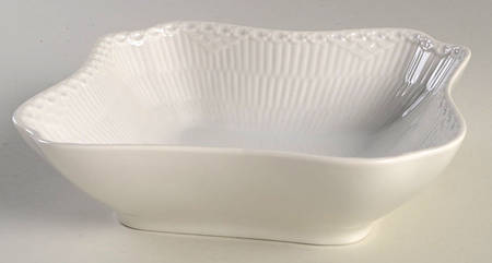 White Half Lace 8" Square Vegetable Bowl
