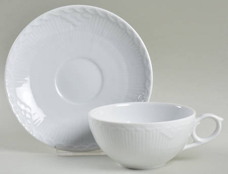 White Half Lace Large Flat Cup & Saucer Set