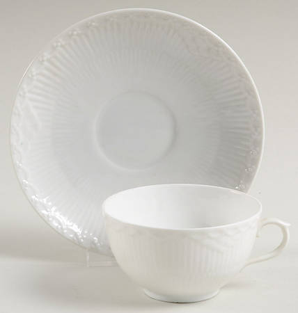 White Half Lace Flat Cup & Saucer Set