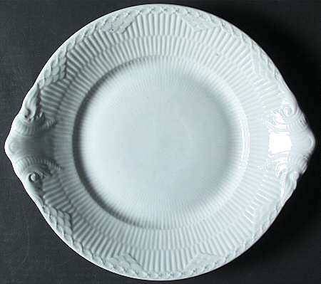 White Half Lace Handled Cake Plate
