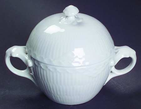 White Half Lace Sugar Bowl & Lid