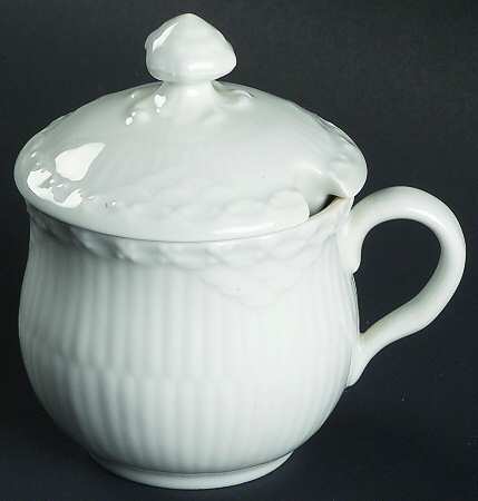 White Half Lace Mustard Jar & Lid