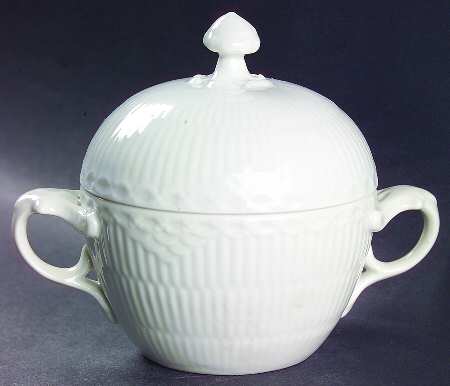 White Half Lace Sugar Bowl & Lid