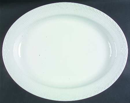 White Half Lace 16" Oval Serving Platter