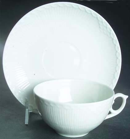 White Half Lace Breakfast Cup & Saucer Set