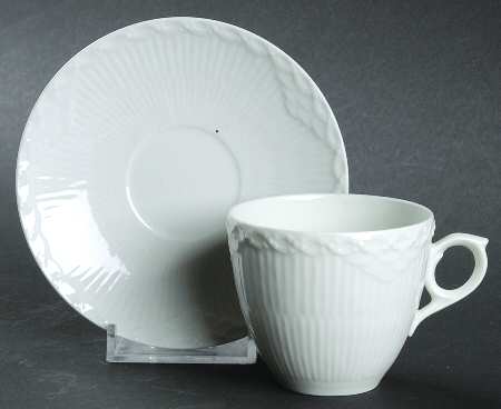 White Half Lace Flat Demitasse Cup & Saucer Set