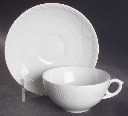White Half Lace Flat Cup & Saucer Set