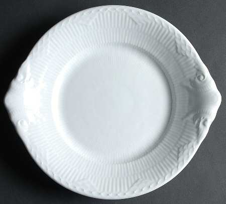 White Half Lace Handled Cake Plate