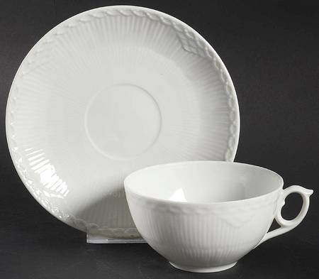White Half Lace Flat Cup & Saucer Set
