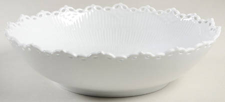 White Full Lace 11" Large Salad Serving Bowl