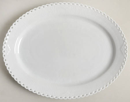 White Full Lace 14" Oval Serving Platter
