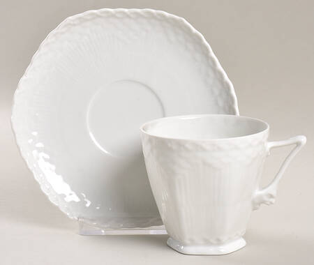 White Full Lace Flat Demitasse Cup & Saucer Set