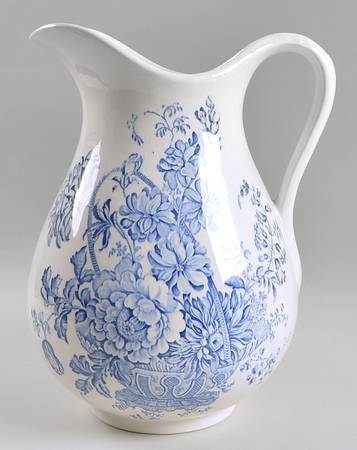Charlotte Blue On White 128 Oz Pitcher and Bowl, Pitcher Only