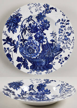 Charlotte Blue On White Rim Soup Bowl