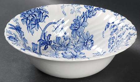 Charlotte Blue On White 8" Round Vegetable Bowl