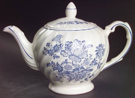 Charlotte Blue On White Teapot & Lid