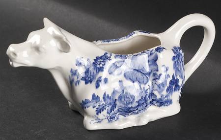 Charlotte Blue On White Cow Creamer