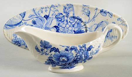 Charlotte Blue On White Individual Gravy Boat & Plate