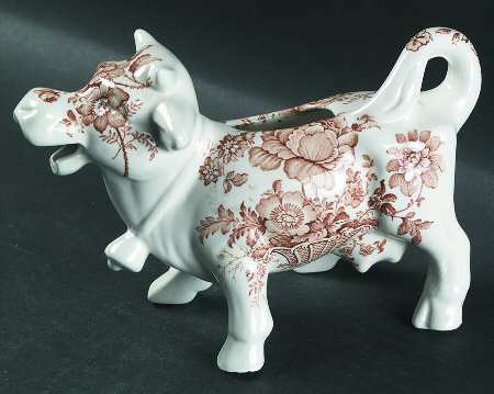 Charlotte Brown On White Cow Creamer