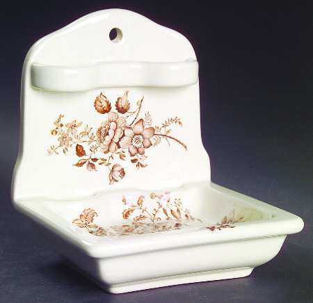 Charlotte Brown On White Hanging Toothbrush Holder with Soap Dish