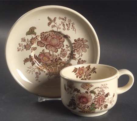 Charlotte Brown Multicolor Flat Cup & Saucer Set