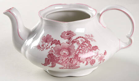 Charlotte Red On White Teapot No Lid