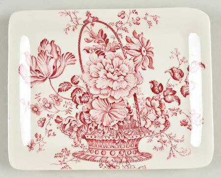 Charlotte Red On White Cheese Dish with Lid, Base Only (Wedge)