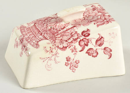 Charlotte Red On White Cheese Dish Lid, Lid Only (Wedge)