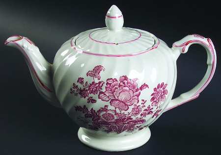 Charlotte Red On White Teapot & Lid