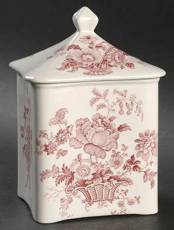 Charlotte Red On White Storage Jar & Lid