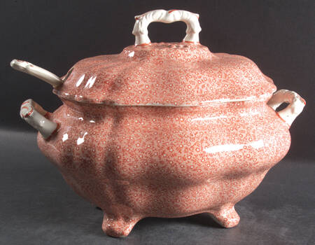 Country Chintz Pink Tureen & Lid w/Ladle