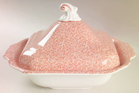 Country Chintz Pink Square Covered Vegetable