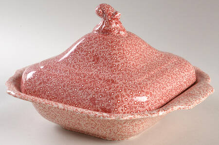 Country Chintz Pink Square Covered Vegetable