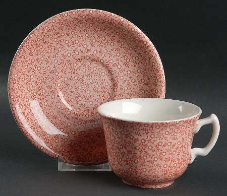 Country Chintz Pink Flat Cup & Saucer Set