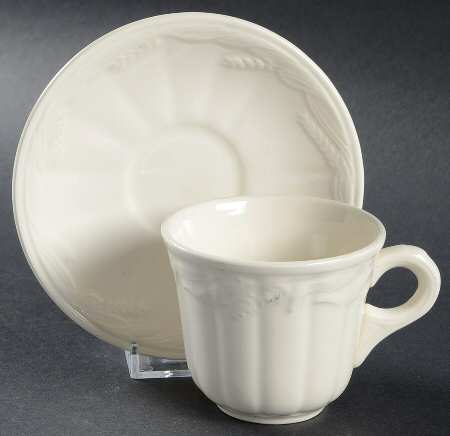 Wheat (Cream) Flat Demitasse Cup & Saucer Set