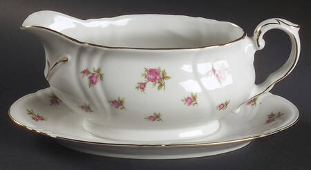 Old Dresden Gravy Boat with Attached Underplate