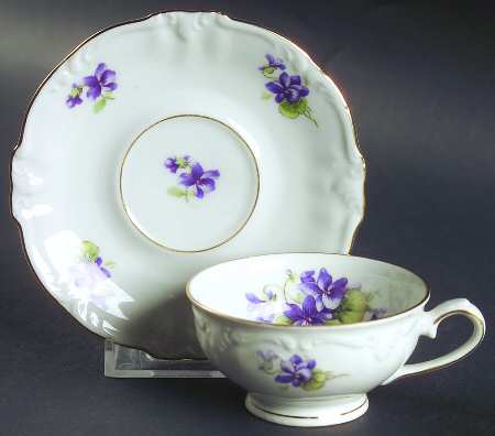 Violet of The Alps Footed Demitasse Cup & Saucer Set
